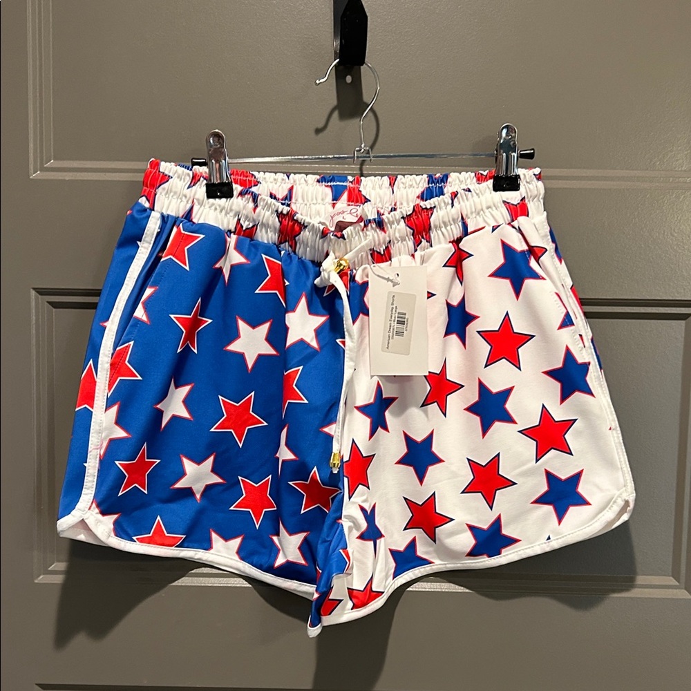 Women's Jess Lea Red & Blue Star Print Athletic Shorts